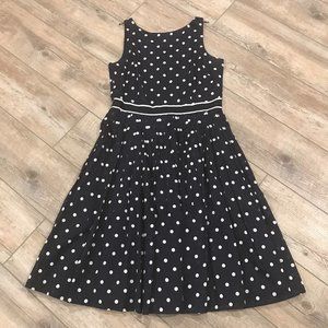 Talbots Polka Dot Sleeveless Dress Navy/Wht Sz 8